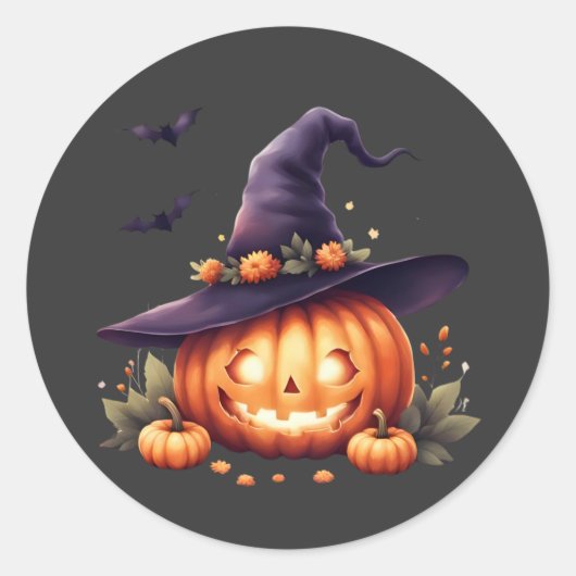 Leuke en eng Halloween sticker – Pompoen (Voorkant)