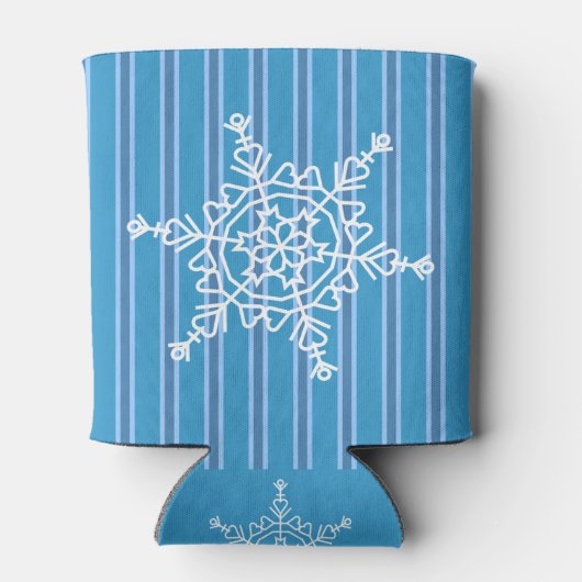 Leuke en Fancy Blauwe Sneeuwvlok Blikjeskoeler (Achterkant)