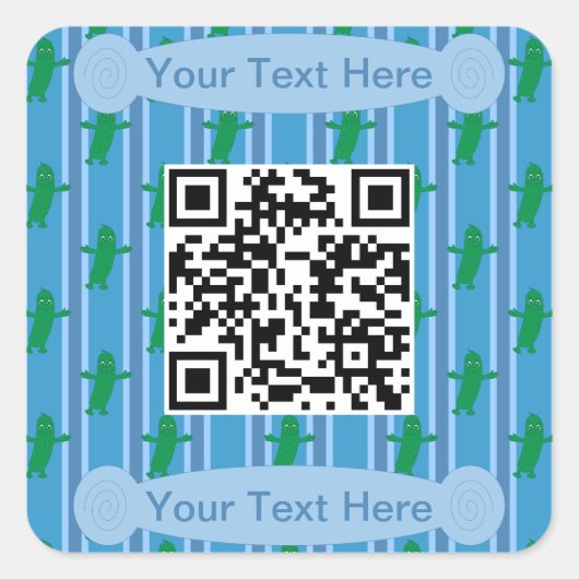 Leuke en Fancy Blue Pickle QR-code Vierkante Sticker (Voorkant)