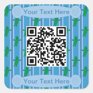 Leuke en Fancy Blue Pickle QR-code Vierkante Sticker