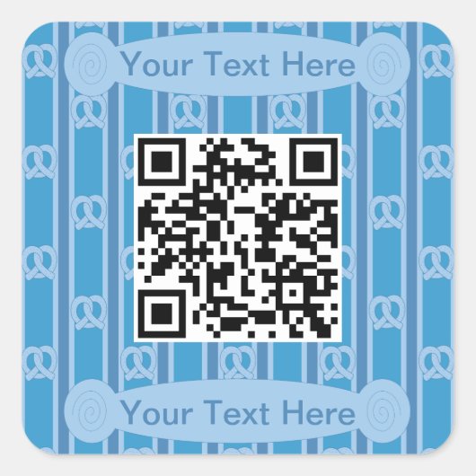 Leuke en Fancy Blue Pretzel QR Vierkante Sticker (Voorkant)