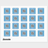 Leuke en Fancy Blue Snowflake QR Code Vierkante Sticker (Vel)