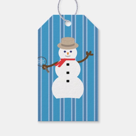 Leuke en Fancy Blue Snowman Detective Cadeaulabel (Voorkant)