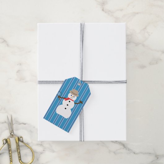 Leuke en Fancy Blue Snowman Detective Cadeaulabel (Met Touw)