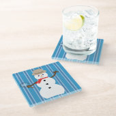 Leuke en Fancy Blue Snowman Detective Glazen Onderzetter (Schuin)