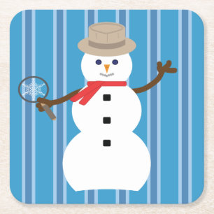 Leuke en Fancy Blue Snowman Detective Kartonnen Onderzetters