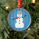 Leuke en Fancy Blue Snowman Detective Metalen Ornament<br><div class="desc">Leuk en Fancy ontwerp met leuke iconen op een achtergrond van strepen voor een vormelijk en stijlvol effect om uw inrichting te verbeteren en een feestelijke touch toe te voegen. Een traditioneler ontwerp. Voor feesten, decoreren, vermaken, of gewoon voor de lol. Geweldige vakantiegiften voor alle leeftijden. Een verscheidenheid aan producten...</div>