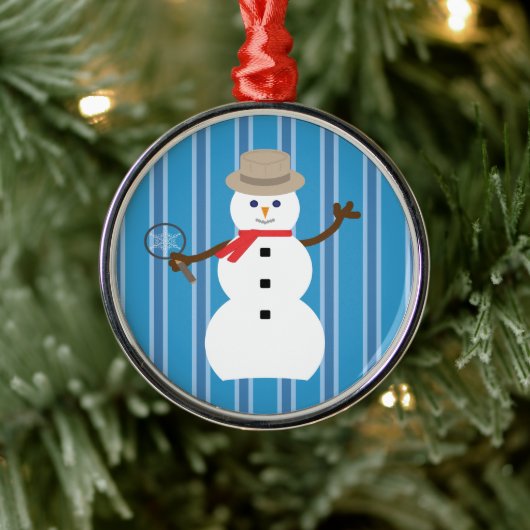 Leuke en Fancy Blue Snowman Detective Metalen Ornament (Boom)