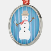Leuke en Fancy Blue Snowman Detective Metalen Ornament (Links)