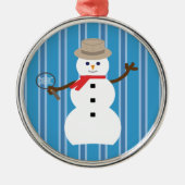 Leuke en Fancy Blue Snowman Detective Metalen Ornament (Voorkant)