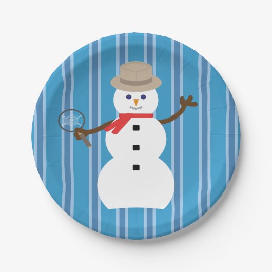 Leuke en Fancy Blue Snowman Detective Papieren Bordje (Voorkant)