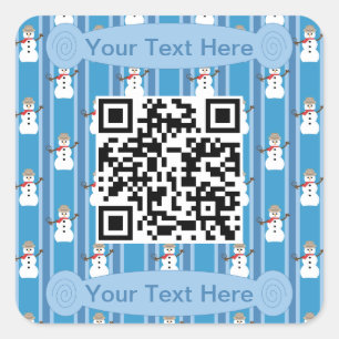 Leuke en Fancy Blue Snowman Detective QR Code Vierkante Sticker