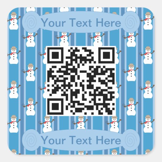 Leuke en Fancy Blue Snowman Detective QR Code Vierkante Sticker (Voorkant)