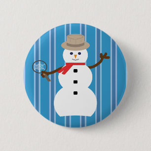 Leuke en Fancy Blue Snowman Detective Ronde Button 5,7 Cm
