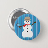 Leuke en Fancy Blue Snowman Detective Ronde Button 5,7 Cm (Voorkant /achterkant)