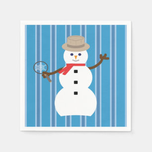 Leuke en Fancy Blue Snowman Detective Servet