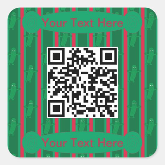 Leuke en Fancy Christmas Pickle QR Code Vierkante Sticker (Voorkant)
