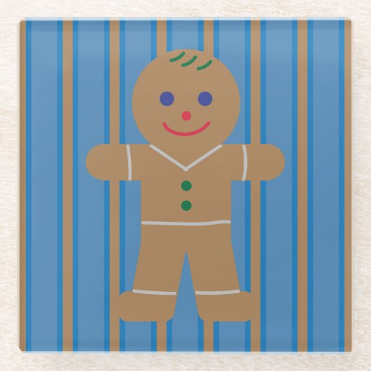 Leuke en Fancy Gingerbread Man Glazen Onderzetter (Voorkant)