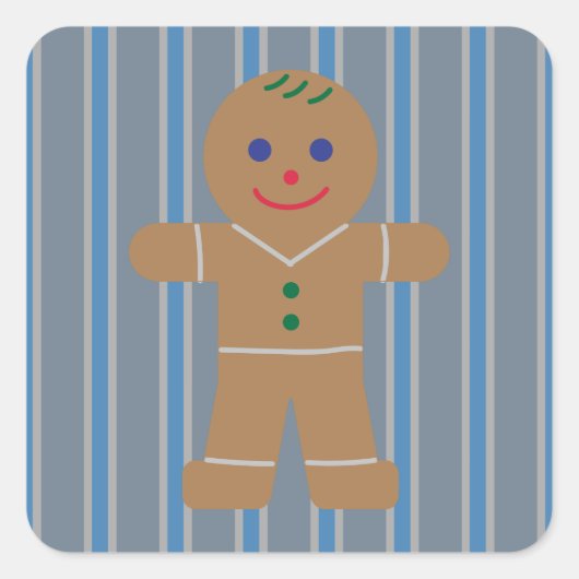 Leuke en Fancy Gingerbread Man Vierkante Sticker (Voorkant)