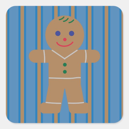 Leuke en Fancy Gingerbread Man Vierkante Sticker (Voorkant)