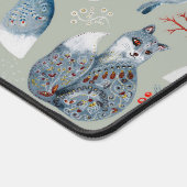 Leuke en fancy grijze vossen en bloemmotief bureaumat (Hoek)