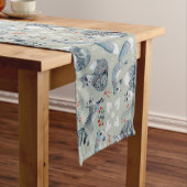 Leuke en fancy grijze vossen en bloemmotief korte tafelloper (Voorbeeld)