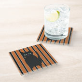 Leuke en Fancy Halloween Black Cats Glazen Onderzetter (Schuin)