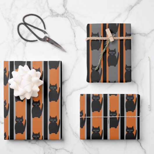 Leuke en Fancy Halloween Black Cats Inpakpapier Vel (Voorkant)