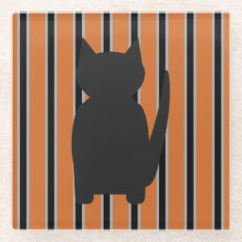 Leuke en Fancy Halloween Black Silhouette Cats Glazen Onderzetter