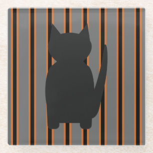 Leuke en Fancy Halloween Black Silhouette Cats Glazen Onderzetter