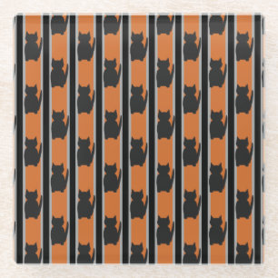 Leuke en Fancy Halloween Black Silhouette Cats Glazen Onderzetter
