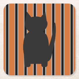 Leuke en Fancy Halloween Black Silhouette Cats Kartonnen Onderzetters