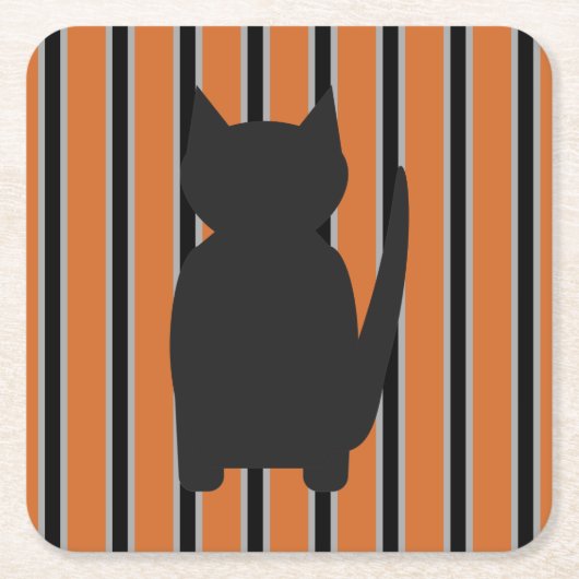 Leuke en Fancy Halloween Black Silhouette Cats Kartonnen Onderzetters (Voorkant)