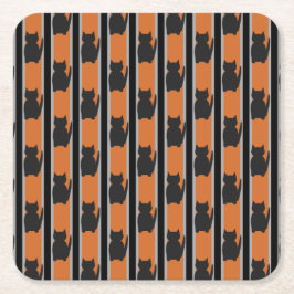 Leuke en Fancy Halloween Black Silhouette Cats Kartonnen Onderzetters