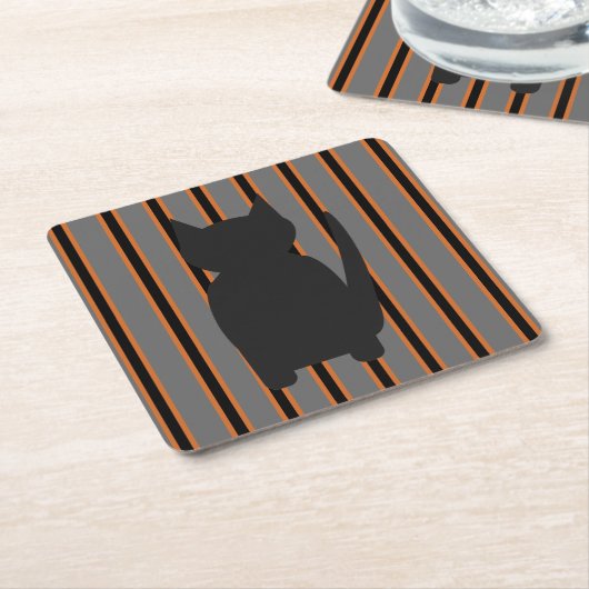 Leuke en Fancy Halloween Black Silhouette Cats Kartonnen Onderzetters (Schuin)