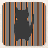 Leuke en Fancy Halloween Black Silhouette Cats Kartonnen Onderzetters (Voorkant)