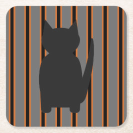 Leuke en Fancy Halloween Black Silhouette Cats Kartonnen Onderzetters