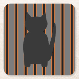 Leuke en Fancy Halloween Black Silhouette Cats Kartonnen Onderzetters