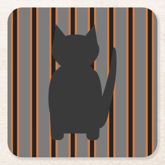 Leuke en Fancy Halloween Black Silhouette Cats Kartonnen Onderzetters (Voorkant)