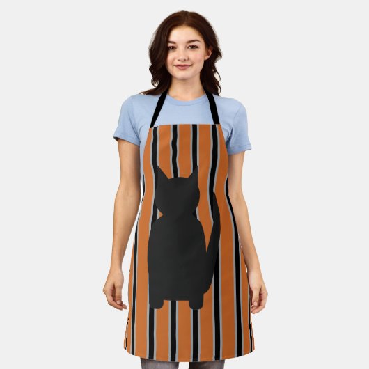 Leuke en Fancy Halloween Black Silhouette Cats Schort (Gedragen)