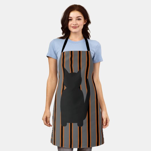 Leuke en Fancy Halloween Black Silhouette Cats Schort (Gedragen)