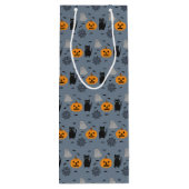 Leuke en Fancy Halloween Cat Ghost Pumpkin Web Wijn Cadeautas (Achterkant)