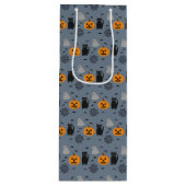 Leuke en Fancy Halloween Cat Ghost Pumpkin Web Wijn Cadeautas (Voorkant)