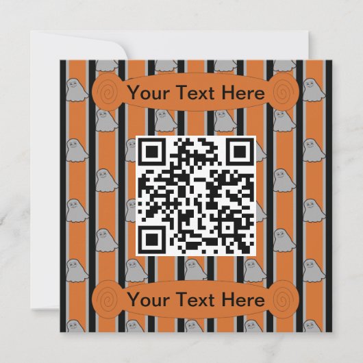 Leuke en Fancy Halloween Ghost QR Code Kaart (Voorkant)