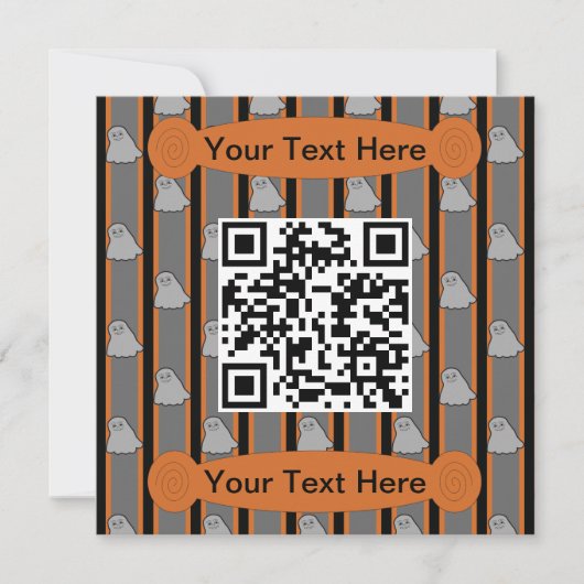 Leuke en Fancy Halloween Ghost QR Code Kaart (Voorkant)