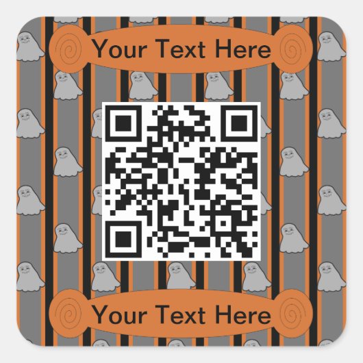 Leuke en Fancy Halloween Ghost QR Code Vierkante Sticker (Voorkant)