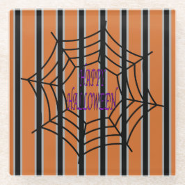 Leuke en Fancy Halloween Spider Webs Glazen Onderzetter