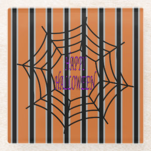 Leuke en Fancy Halloween Spider Webs Glazen Onderzetter