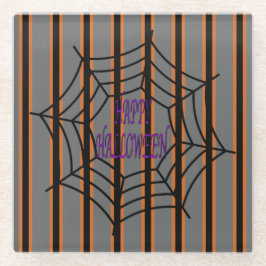 Leuke en Fancy Halloween Spider Webs Glazen Onderzetter