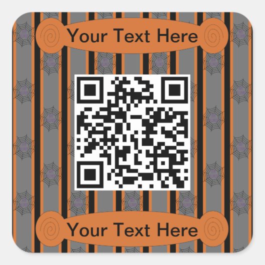 Leuke en Fancy Halloween Spin Web QR Code Vierkante Sticker (Voorkant)